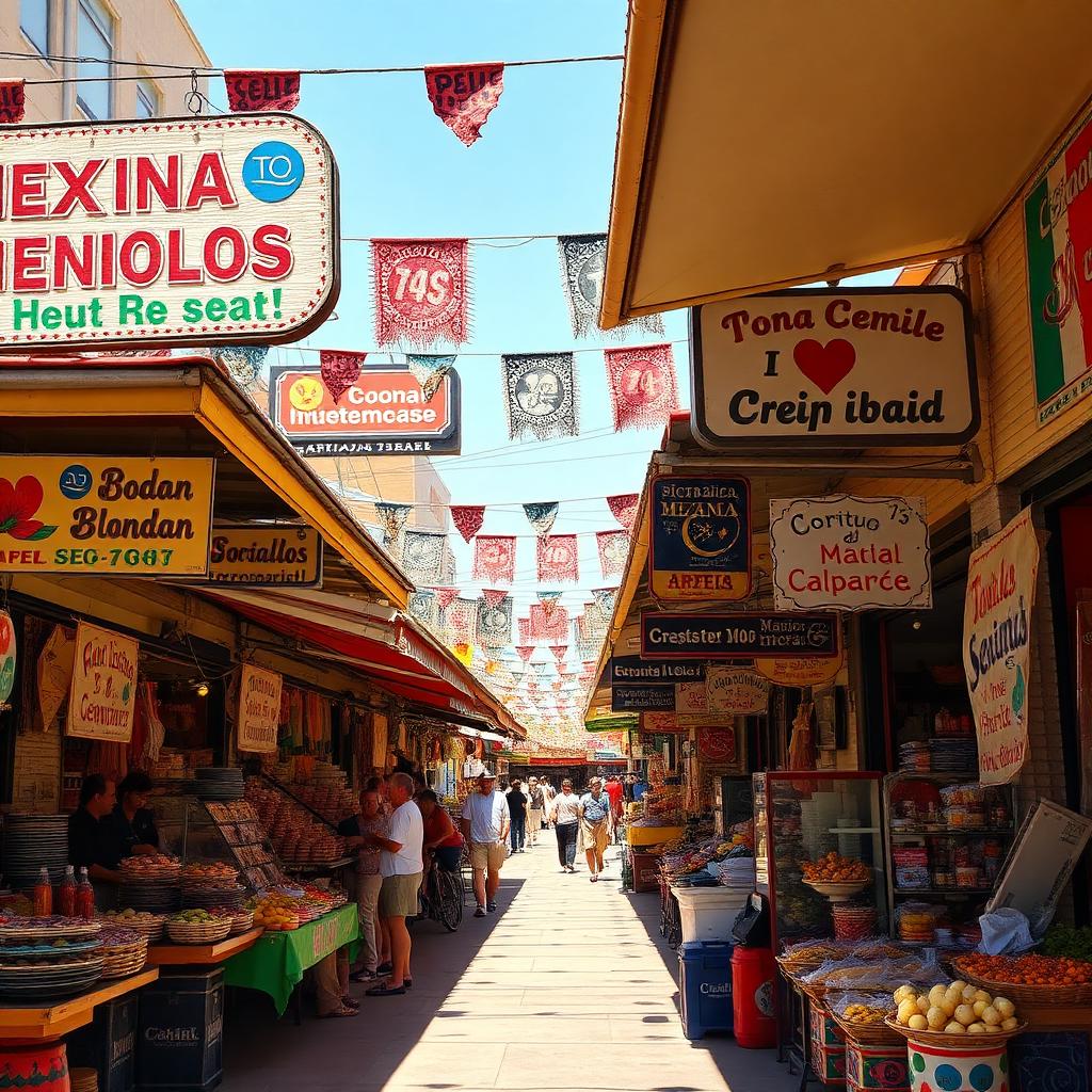 A Mexican market awash in hand-lettered Spanish signs