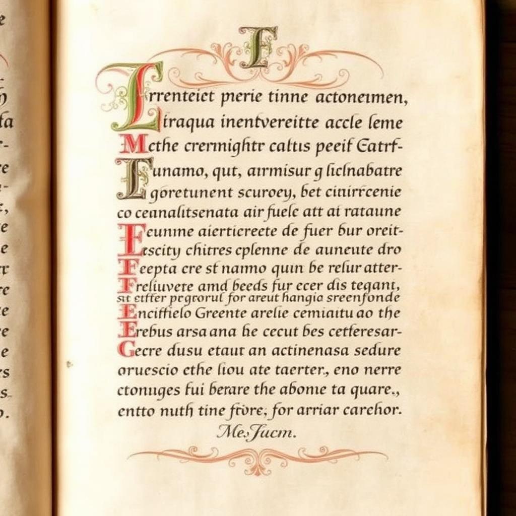 Illuminated Renaissance manuscript with ornate Italian letterforms
