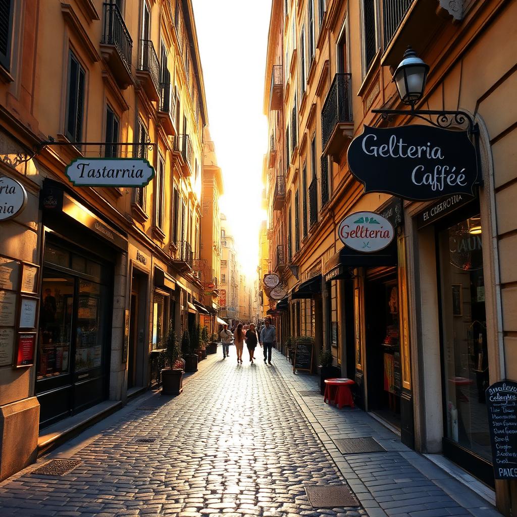 Hand-painted shop signs on an Italian street